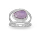 Rhodium Plated Amethyst and CZ Split Band Ring