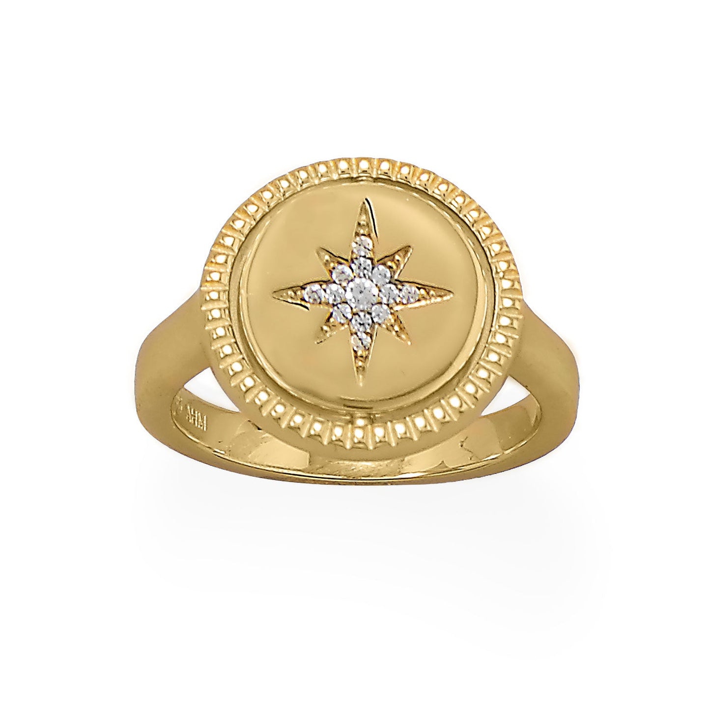 Reversible Moon and Star Ring in Vermeil Gold