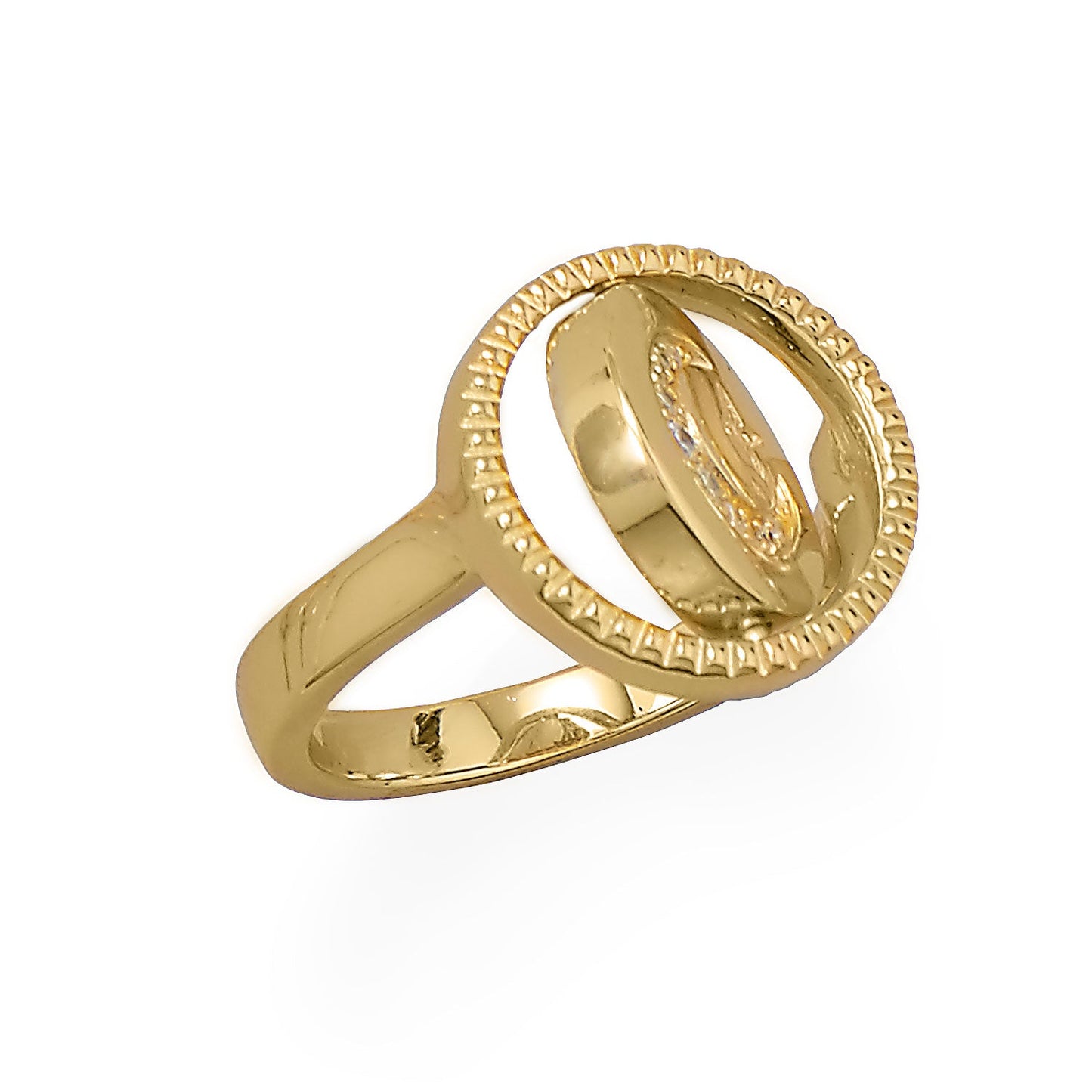 Reversible Moon and Star Ring in Vermeil Gold