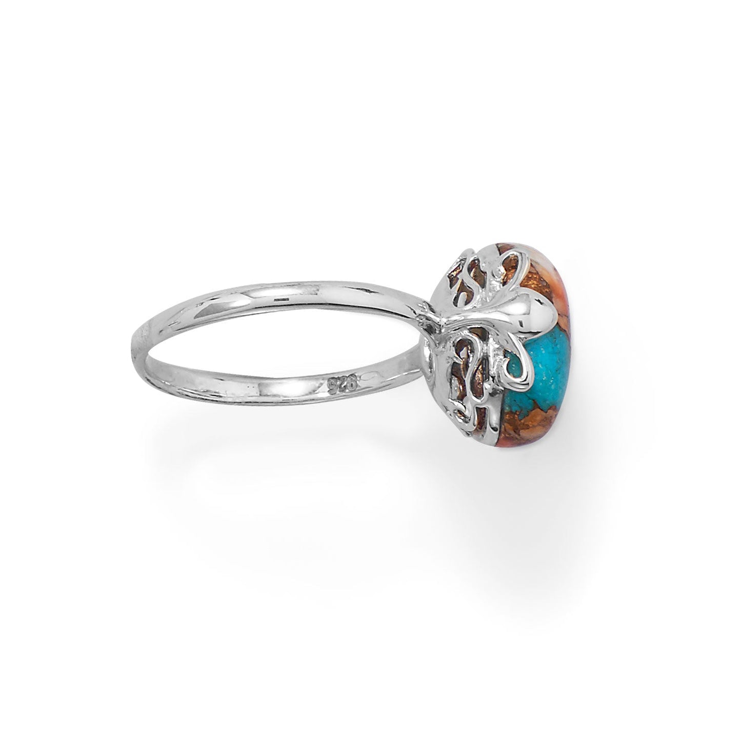 Spiny Oyster Turquoise Silver Ring