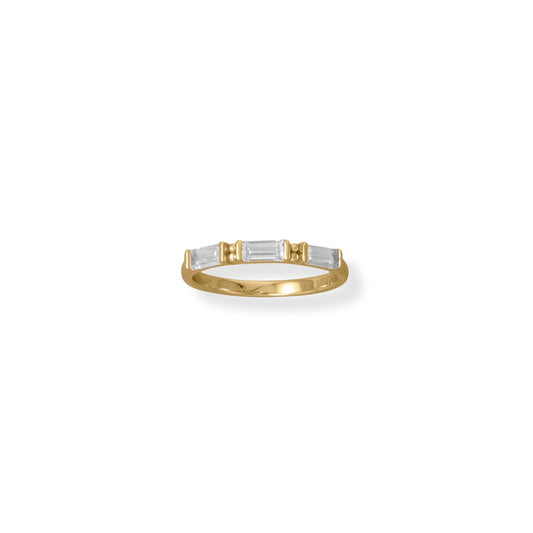 Bodacious Baguettes! 14 Karat Gold Plated White Baguette CZ Ring