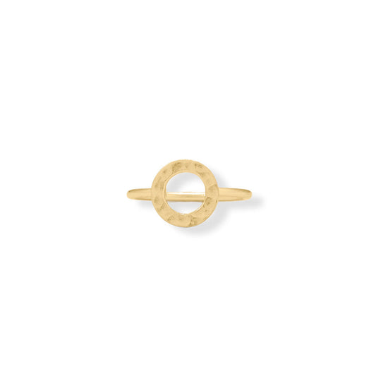 14 Karat Gold Plated Textured Open Circle Ring