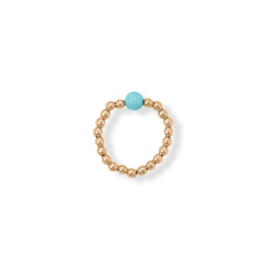 14/20 Gold Filled and Turquoise Bead Stretch Toe Ring