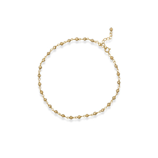 Golden Goddess! 9.5" + 1" 14 Karat Gold Plated Pyrite Bead Anklet