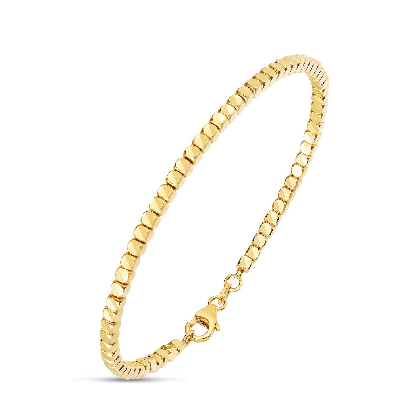 Cube Bangle Bracelet in 14 Karat Gold