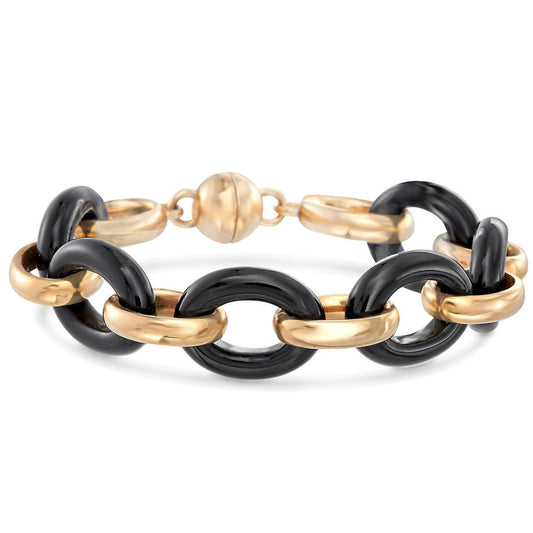 Onyx Ceramic Link Bracelet in 18K Gold Plated