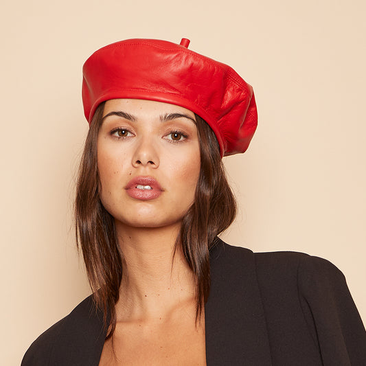 CARTER Leather Beret - In Color