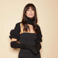 CORALINE Black Long Knit Gloves
