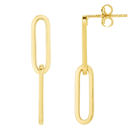 Double Paperclip Drop 14K Gold  Earrings