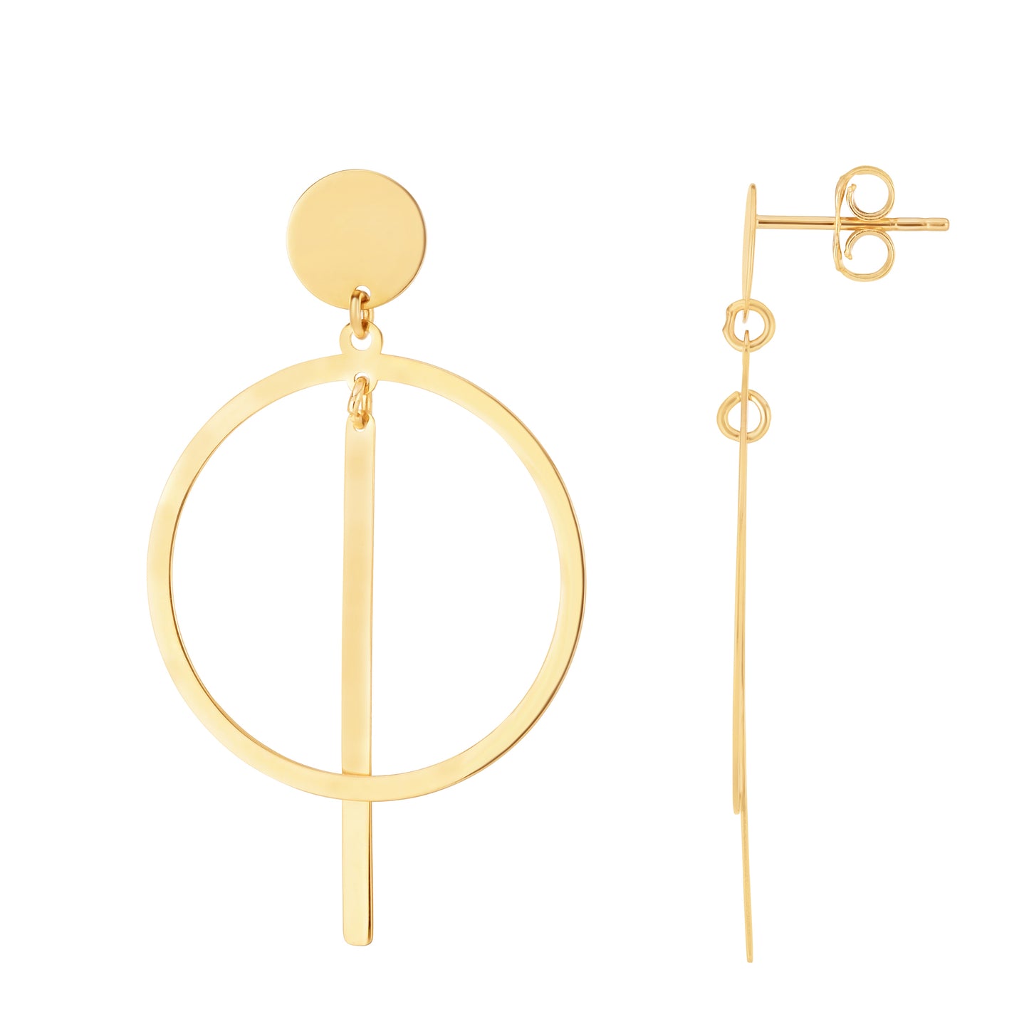 Geometric 14K Gold Circle Earrings