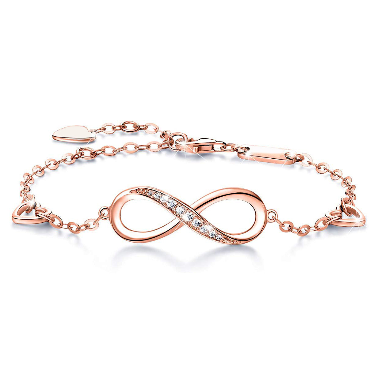 Infinite  Crystal Bracelet  in 14K Rose Gold Plating