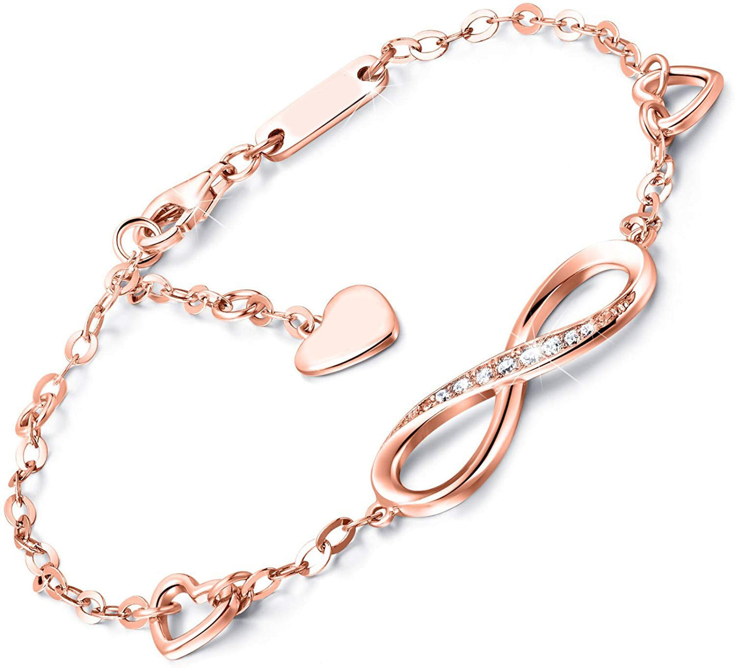 Infinite  Crystal Bracelet  in 14K Rose Gold Plating