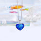 Blue Heart Crystal Necklace in 14K White Gold Plated