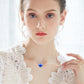Blue Heart Crystal Necklace in 14K White Gold Plated
