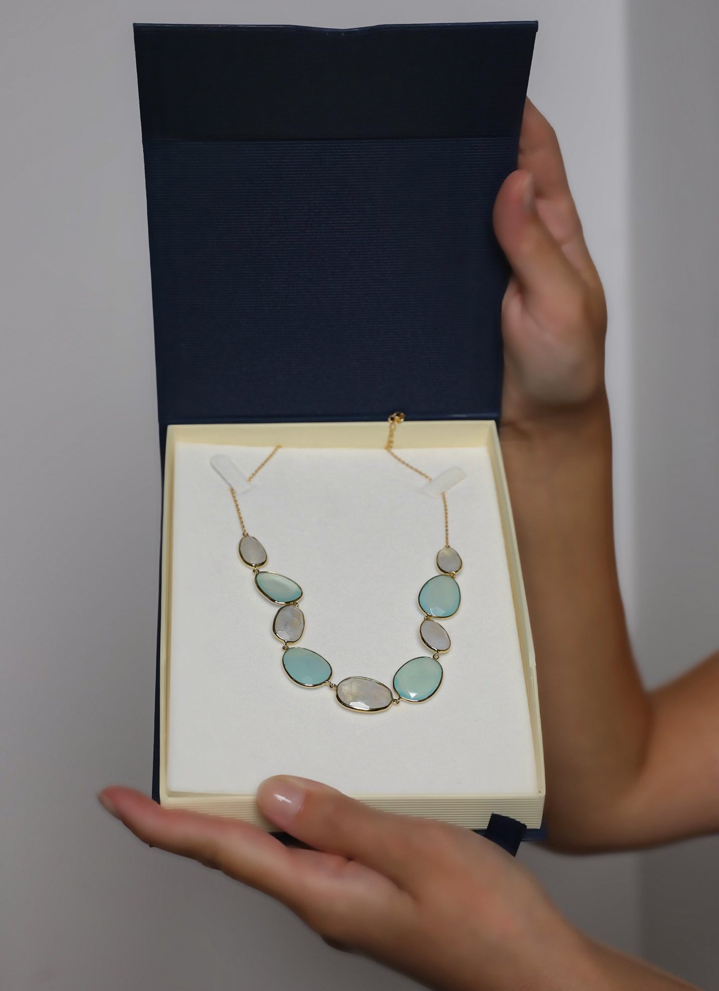 Green Chalcedony & Moonstone Necklace