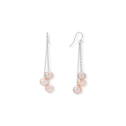 Tri Tone 8mm Cultured Freshwater Potato Pearl Earrings