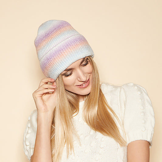 NEVE Rainbow Knit Beanie Hat