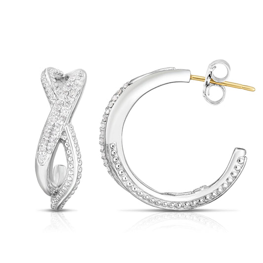 Diamond  Hoops Crossover Earring