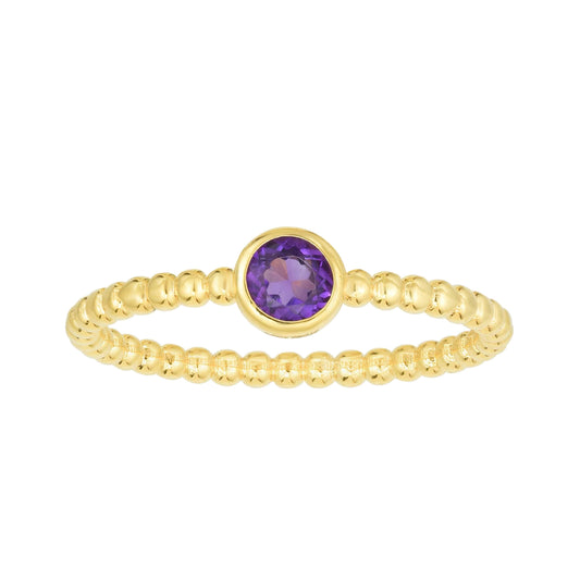 Amethyst February Birthstone 14K Gold  Ring