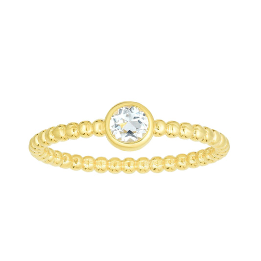 Aquamarine March Birthstone 14K Gold  Ring