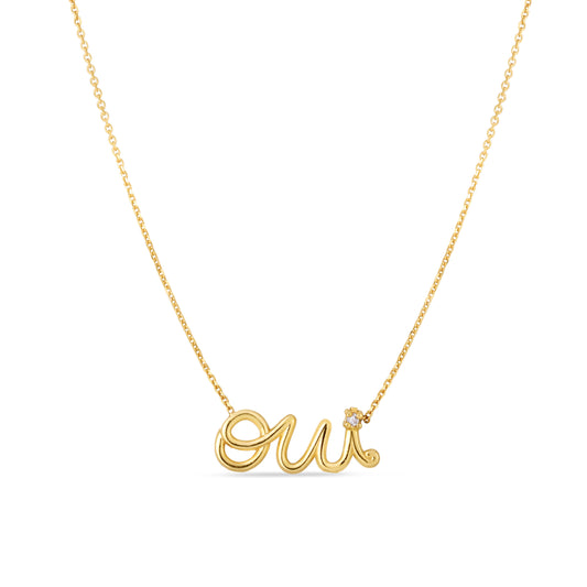 "Oui" Diamond 14K Gold  Necklace