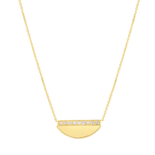 Half Moon Diamond 14K Gold Necklace