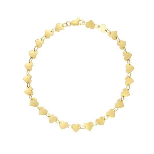 Gold Heart Bracelet In 14K Gold