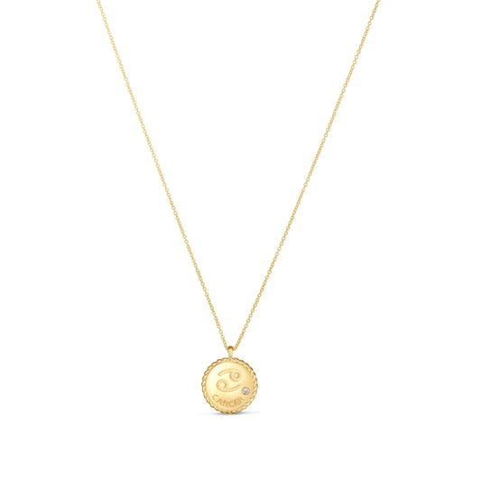 Cancer Zodiac Diamond 14k Gold  Necklace