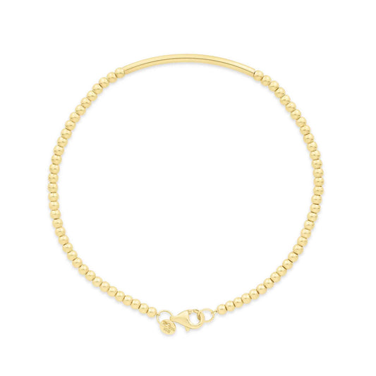 Gold Bar Bead Bracelet in 14 Karat Gold