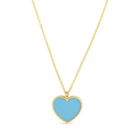 Turquoise Heart 14K Gold Necklace