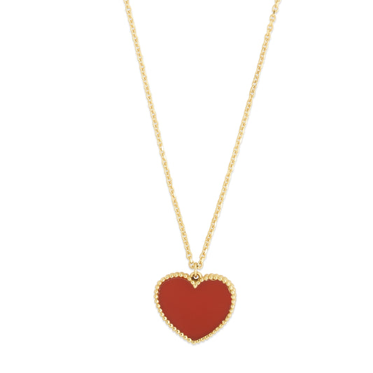 Red Cornelia Heart 14K Gold Necklace