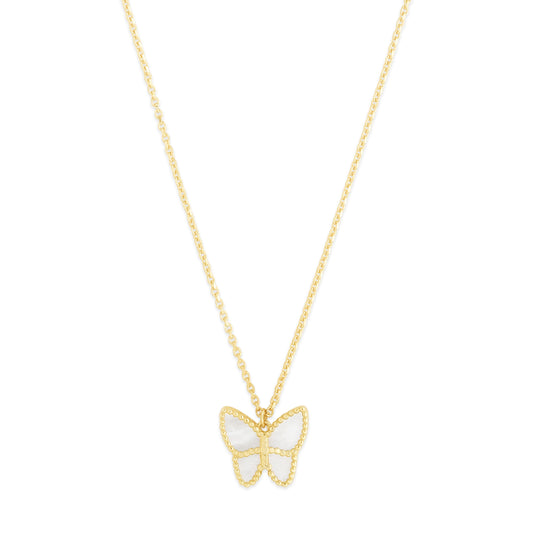 Pearl Butterfly 14k Gold Necklace