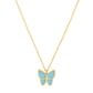 Turquoise Butterfly Talisman 14k Gold Necklace
