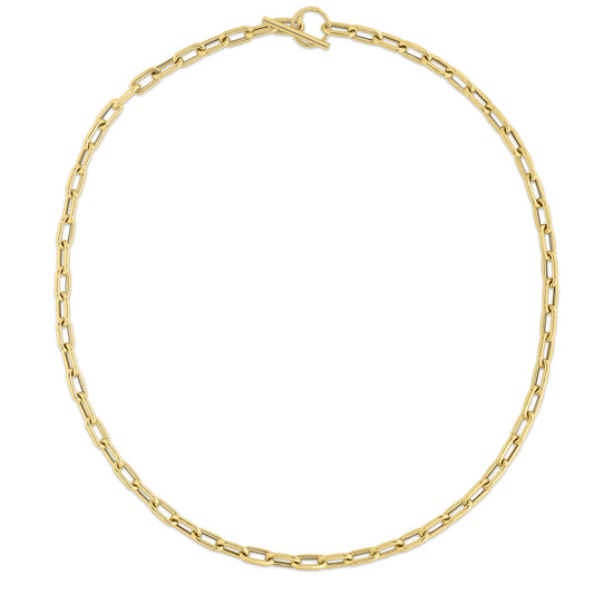 Gold Paperclip Toggle Necklace 14K Gold