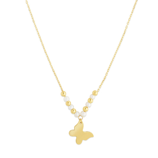 Pallina Pearl Butterfly 14K Gold Necklace