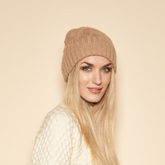 ROAN Camel Knit Beanie Hat