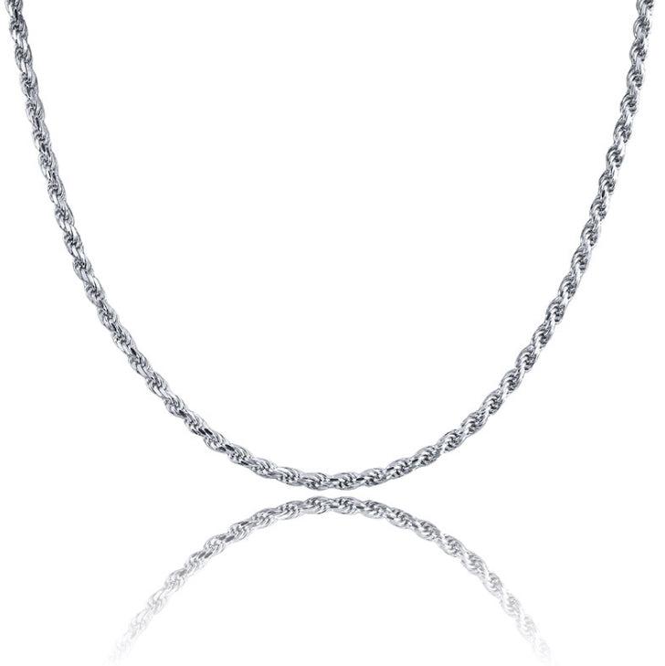 Twisted Rope Chain Silver Necklace