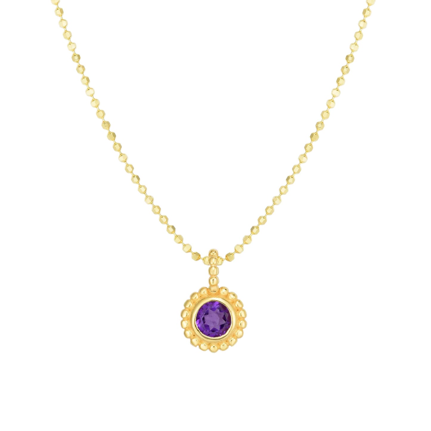 Amethyst Birthstone 14K Gold Necklace