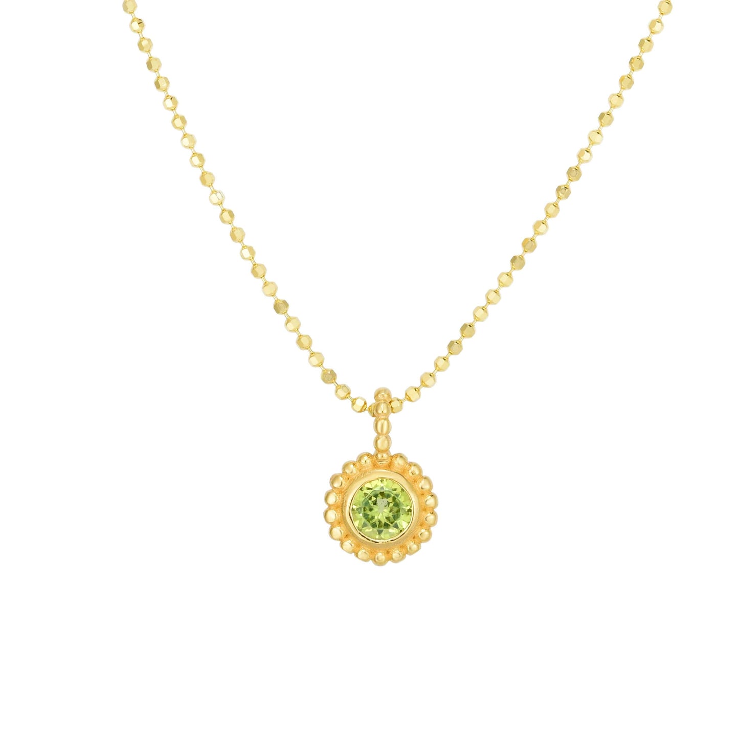 Peridot Birthstone 14K Gold Necklace