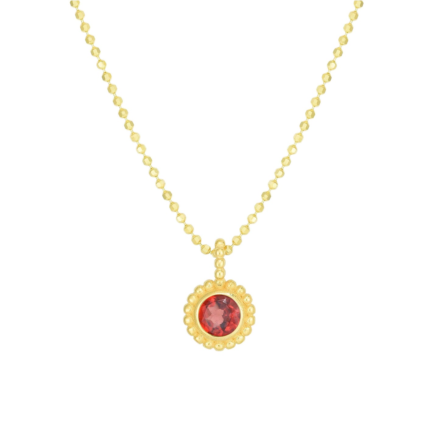 Garnet Birthstone 14K Gold Necklace