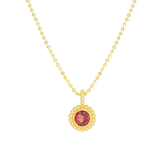 Garnet Birthstone 14K Gold Necklace