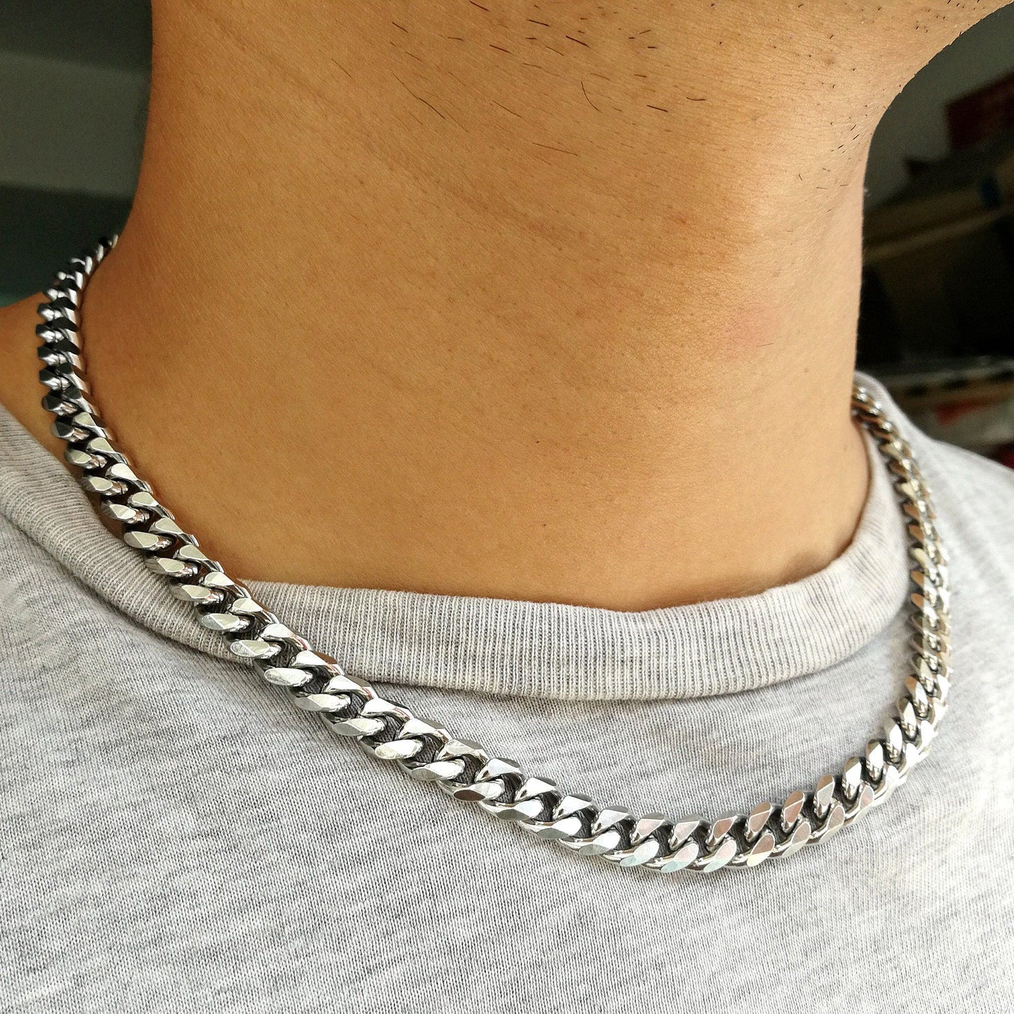 Unisex Curb Chain Silver Necklace