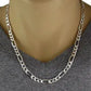 Unisex Wide Figaro Silver Chain Necklace