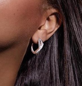 Diamond  Hoops Crossover Earring