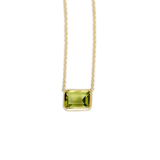 Peridot Birthstone 14K Gold Necklace