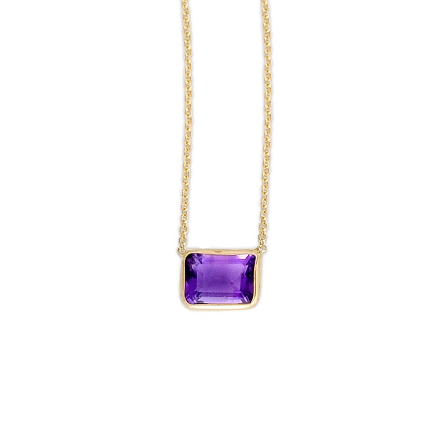 Amethyst Birthstone 14K Gold Necklace