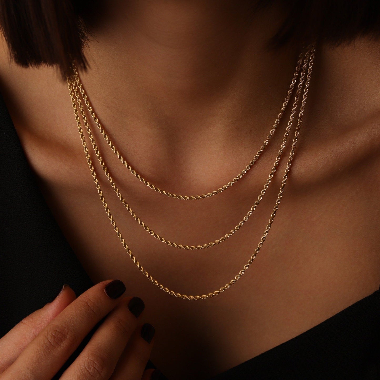 Gold Filled Twisted Rope Chain Necklace