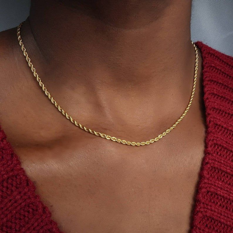 Gold Filled Twisted Rope Chain Necklace