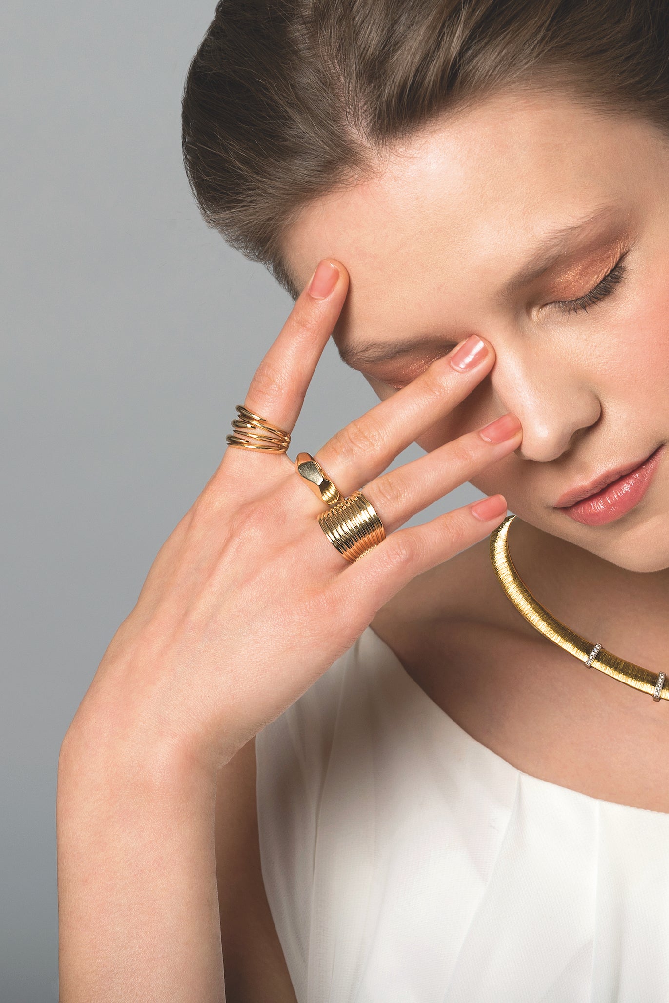Ribbed Statement Ring 14K Gold